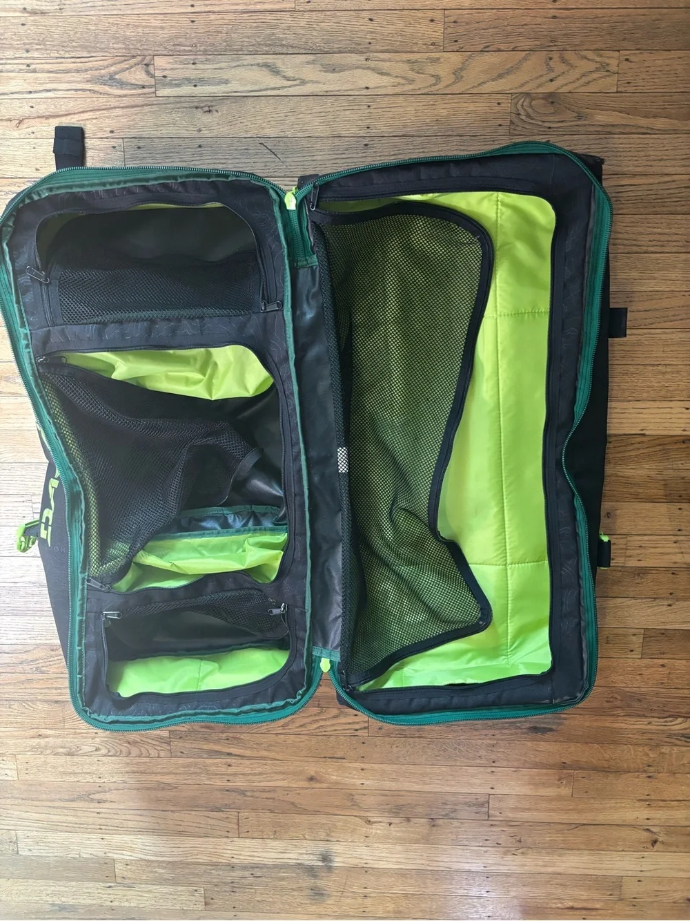 Dakine Gray Backpack with Bright Green Trim and Zipper Pulls